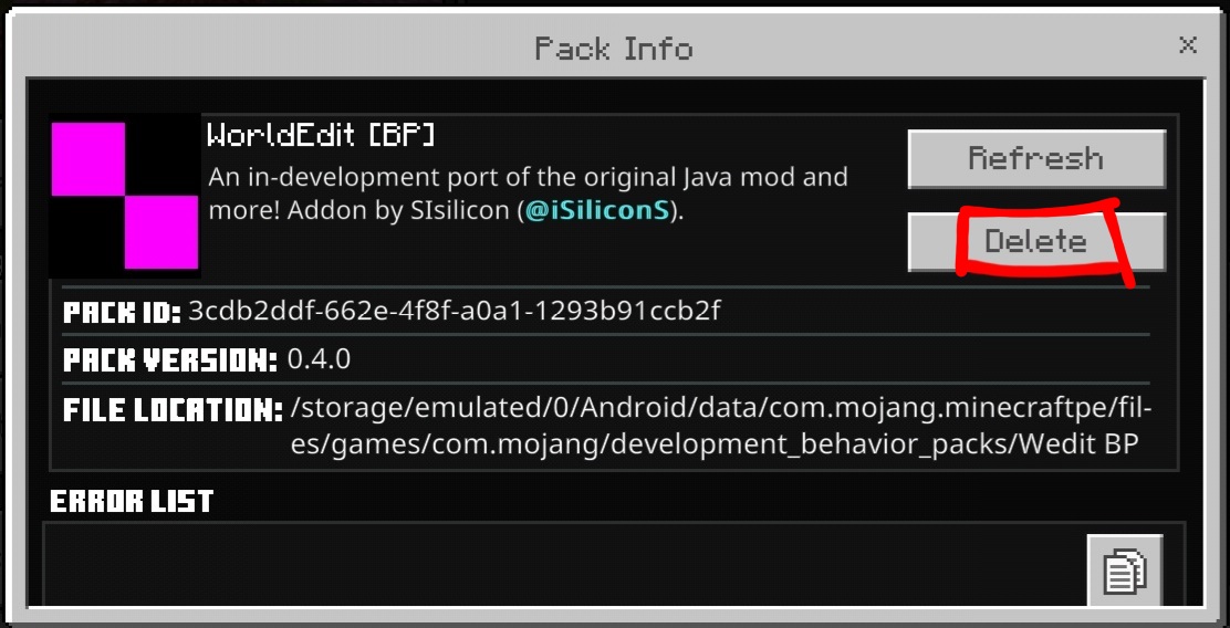 Delete button